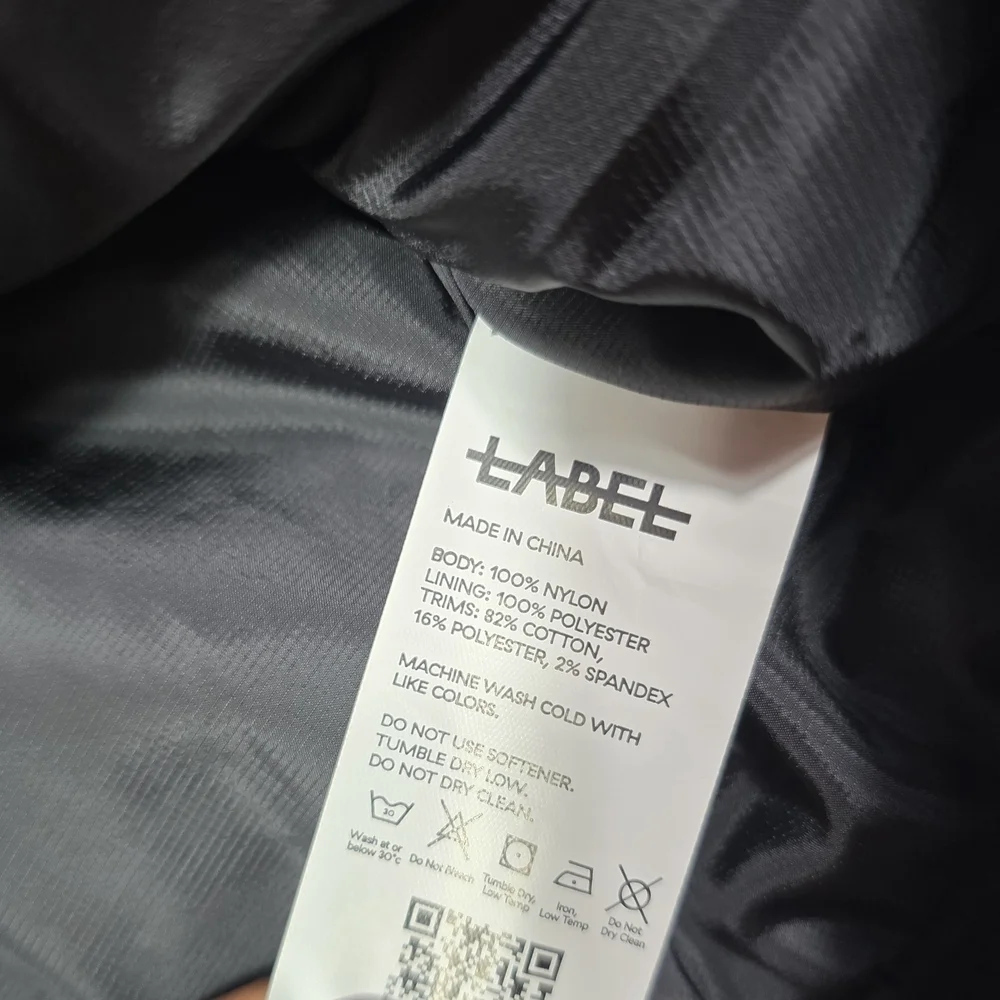 Men’s LABEL Black Bomber Jacket Size M New With Tags Nylon Flight Jacket Zip Up
